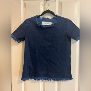 Marques Almeida denim 100% cotton fringe top. Size small.
